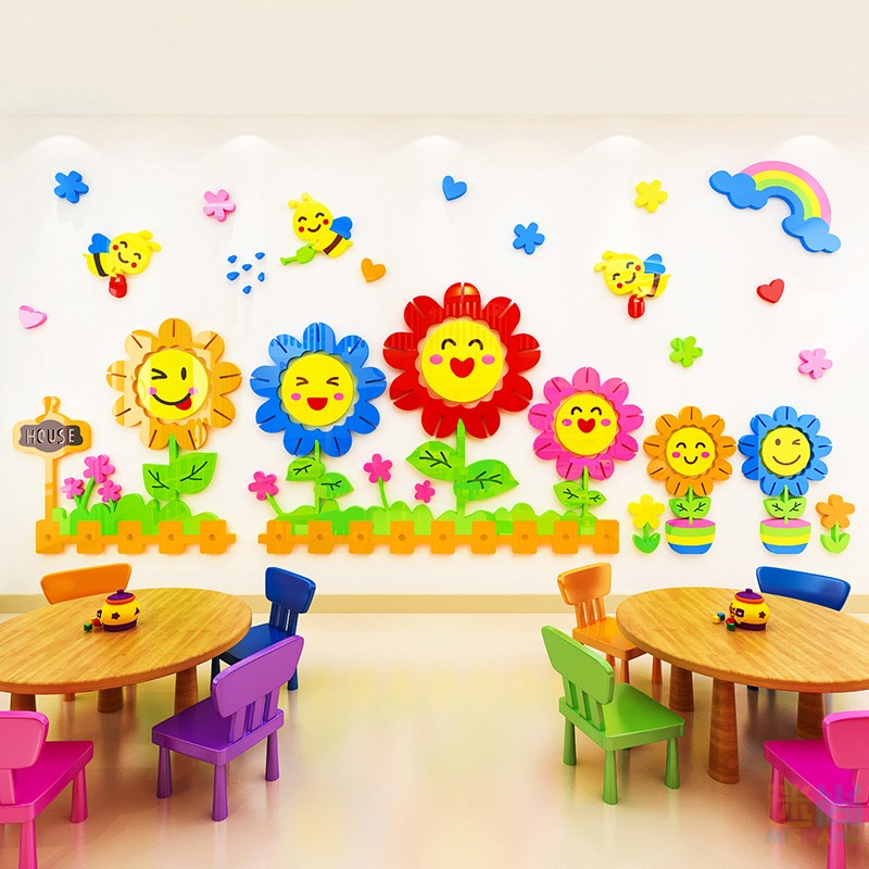 Tranh Mica trang trí Hoa đồng tiền Trang trí phòng cho bé, nhà trẻ Nhiều Size - EPeBen