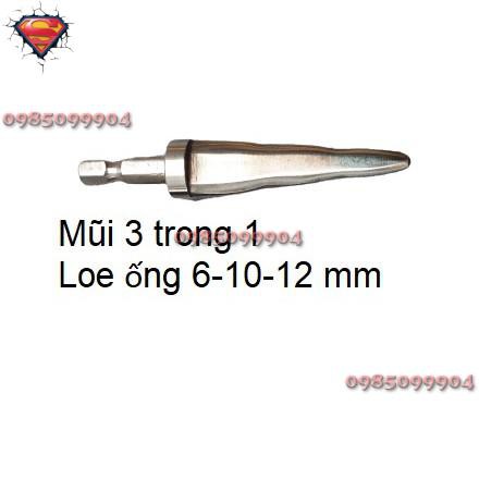 Mũi loe ống đồng siêu nhanh INOX 304 cao cấp đuôi lục giác máy khoan chuyên nong ống phi 6 10 12 16 19 mm