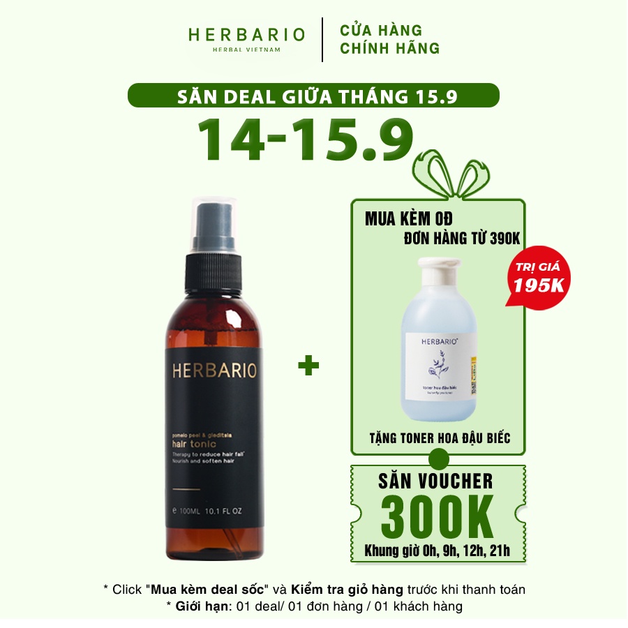 Nước dưỡng tóc tinh dầu Vỏ Bưởi và Bồ Kết Herbario 100ml