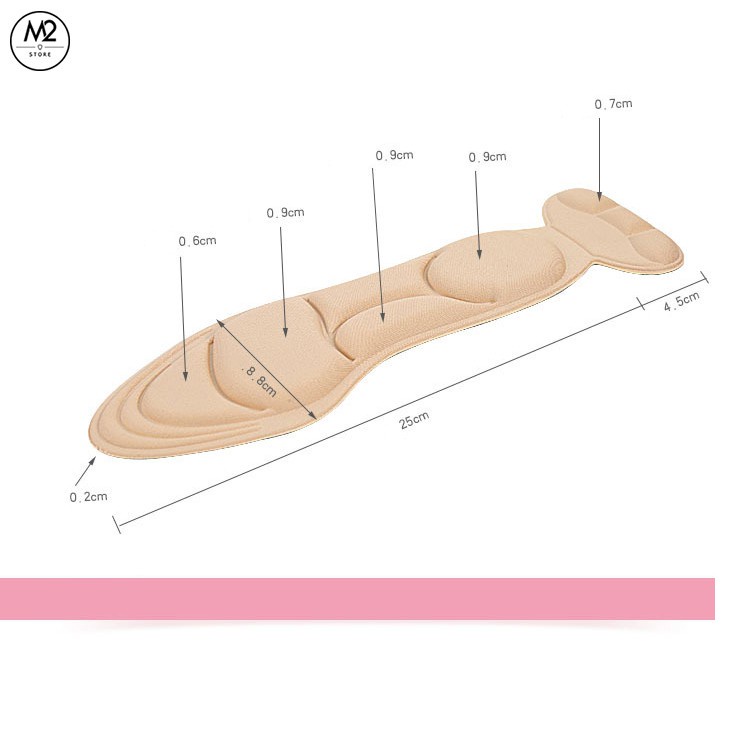 Lót giày cao gót siêu êm chân Giúp massage chân Chống trầy da Giúp giảm size giày bị rộng Dáng nguyên bàn