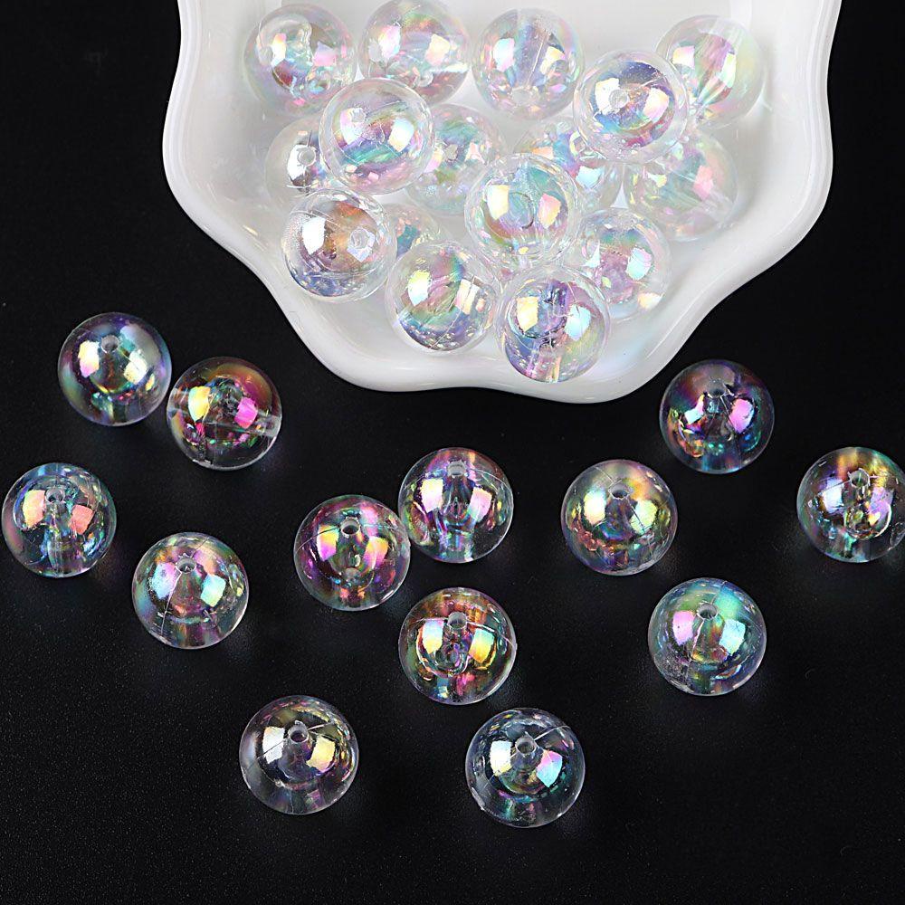 Set 50-1000 Hạt Xỏ Trong Suốt Màu Cầu Vồng Làm Trang Sức Thủ Công|Chuỗi Hạt Tròn Bằng Acrylic Làm Trang Sức