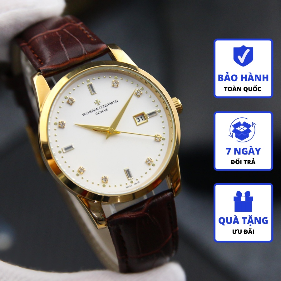Đồng Hồ Nam dây da VA01 Dây Da Nâu Cao Cấp Mặt Kính Chống Xước, Chống Nước BH Hãng 12 Tháng