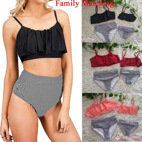 Bộ bikini liền thân in hoa cho mẹ và bé