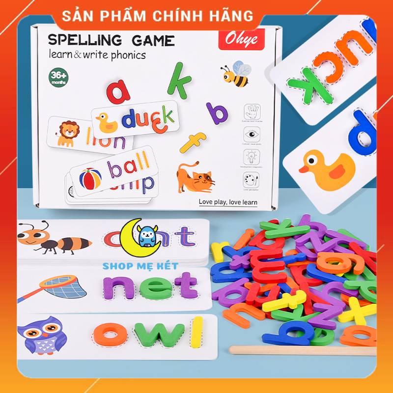 Đồ chơi ghép chữ cho bé spelling game học ghép chữ tiếng anh 26 thẻ học