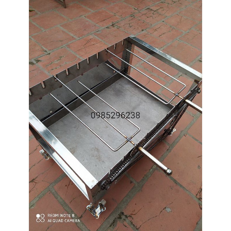 Máy nướng thịt bếp nướng than hoa quay tự động 10 xiên tặng kèm 10 xiên đơn và 2 xiên 3 inox