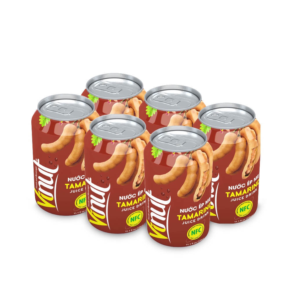 Lốc 6 Lon Nước Ép Trái Cây Vinut Vị Me Lon 330Ml