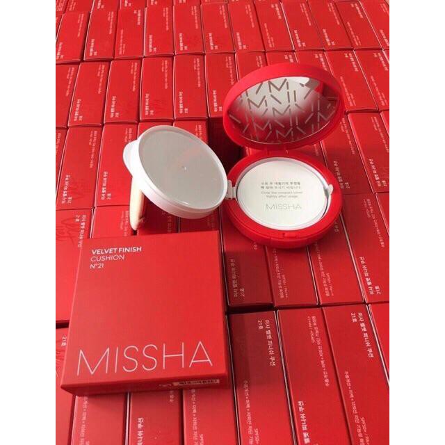 Phấn nước Missha Velvet Finish Cushion SPF50+ PA+++ (Vỏ đỏ) mỏng mịn tạo hiệu ứng lì