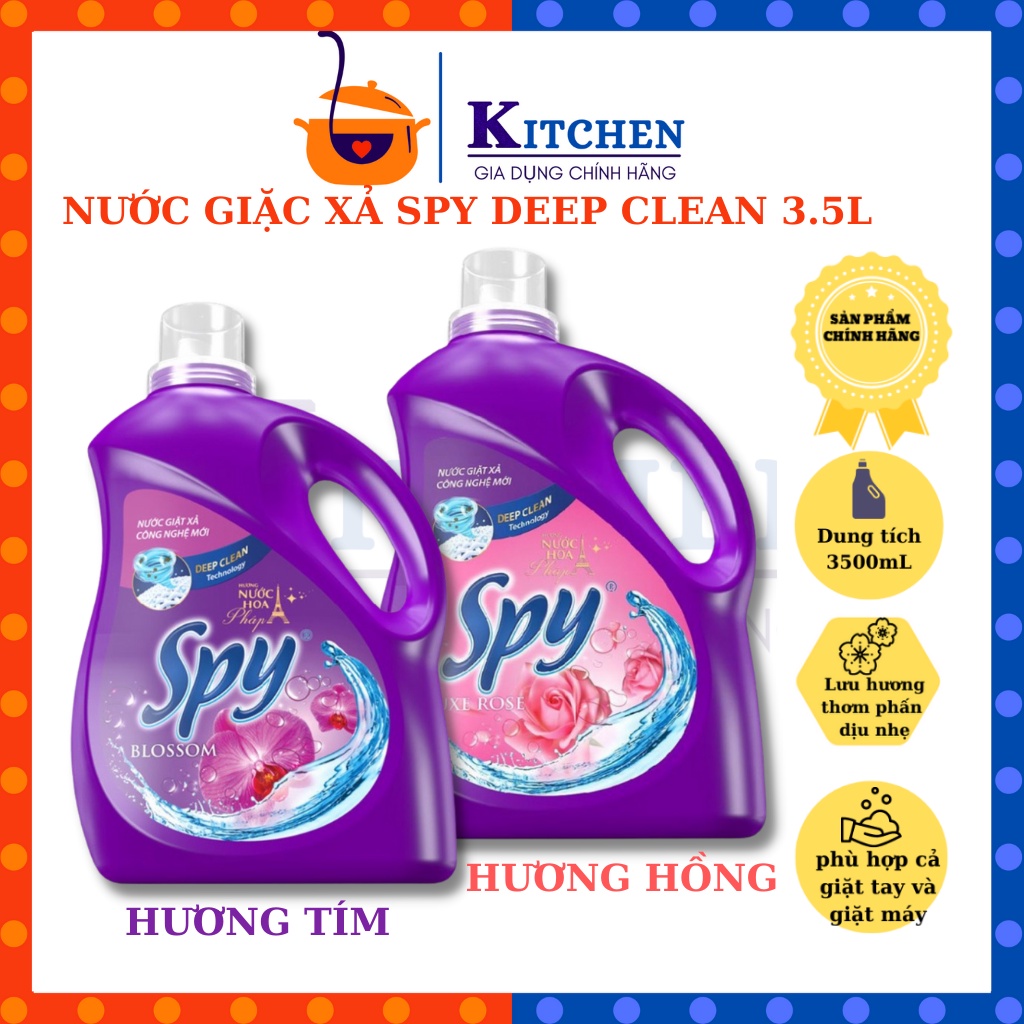 Nước giặt xả SPY deep clean hương nước hoa Pháp dung tích 3,5L – 2 Mùi hương, lưu hương 7 ngày hàng chính hãng
