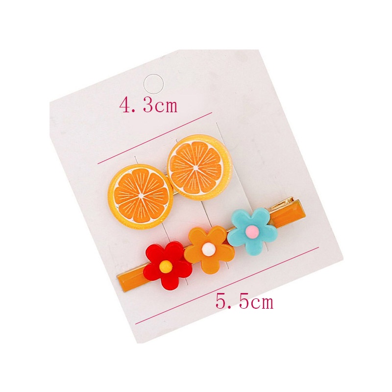 Set 2 kẹp tóc trái cây bông hoa dễ thương bằng hợp kim cho bạn gái TIMIS- CT2081