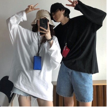 Áo Thun Tay Dài Nữ Basic Trơn Form Rộng Ulzzang Thu Đông UNISEX - HANNAH SHOP