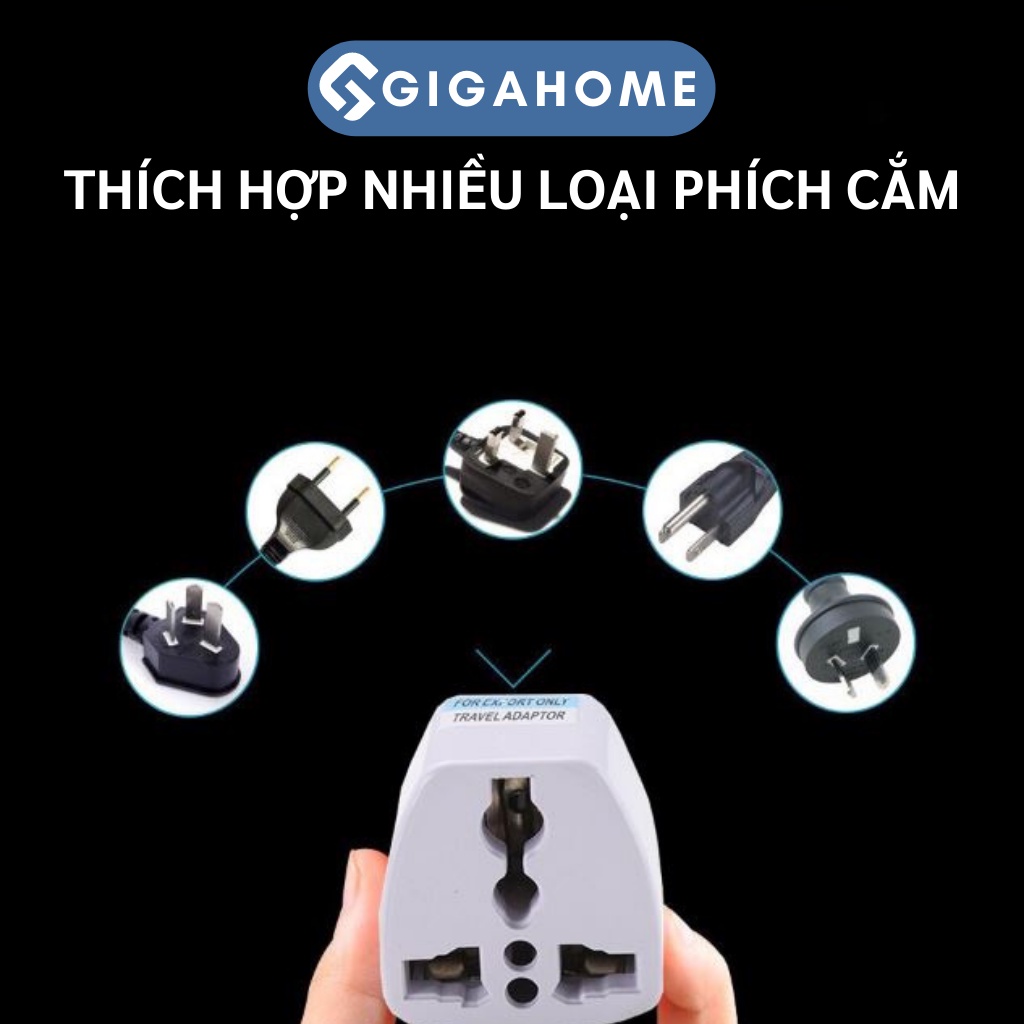 Phích Cắm Điện Chuyển Đổi GIGAHOME Từ 3 Chấu Sang 2 Chấu Phích Tròn, Chịu Tải Lớn 10421