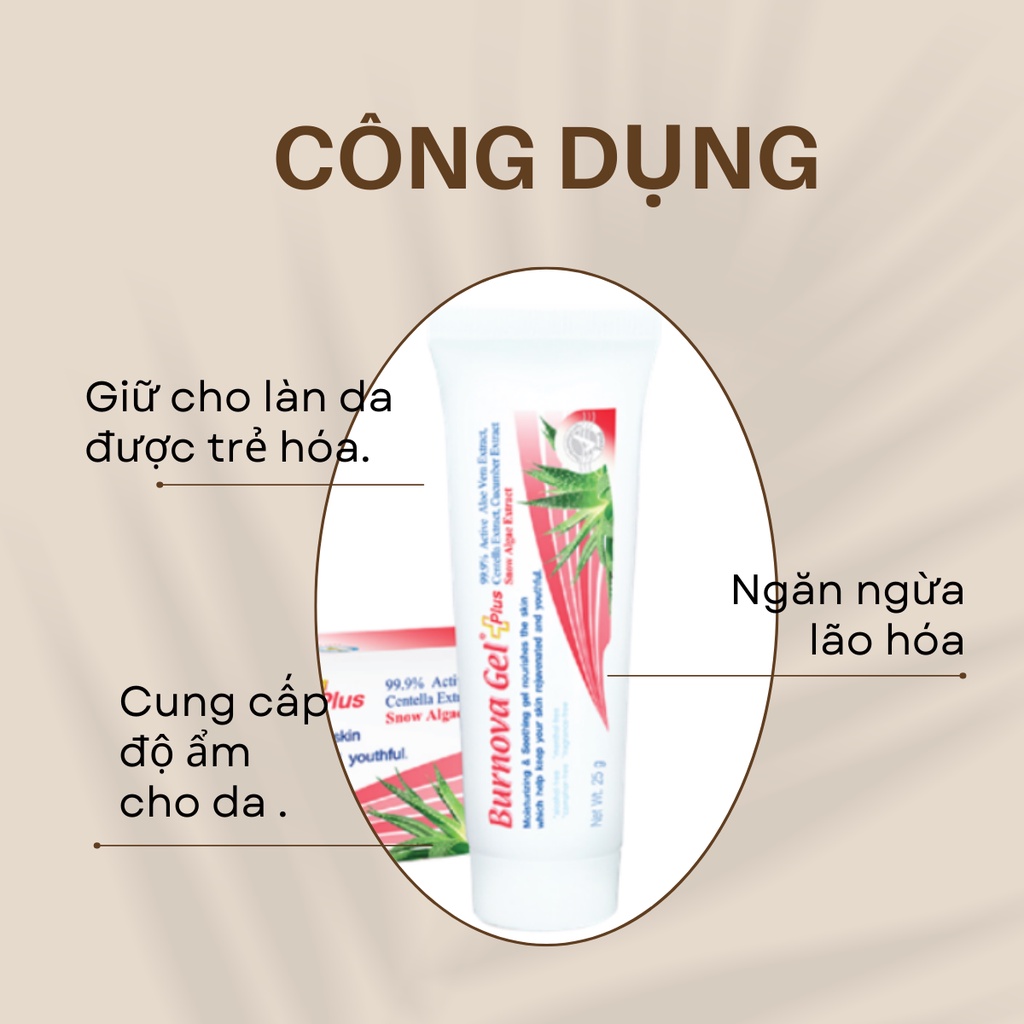 Gel dưỡng ẩm Burnova Gel Plus Snow Algae cấp ẩm làm dịu da ngăn ngừa lão hoá chính hãng thái lan 25G