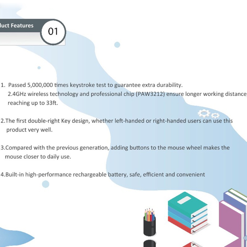 Chuột Không Dây 1200 DPI 2.4G Cổng USB Dùng Thay Thế Cho Laptop Trái Phải