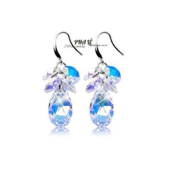 Bông Tai Pha Lê Cánh Dĩa - Giọt Bầu Được Thiết Kế Từ Pha Lê Swarovski