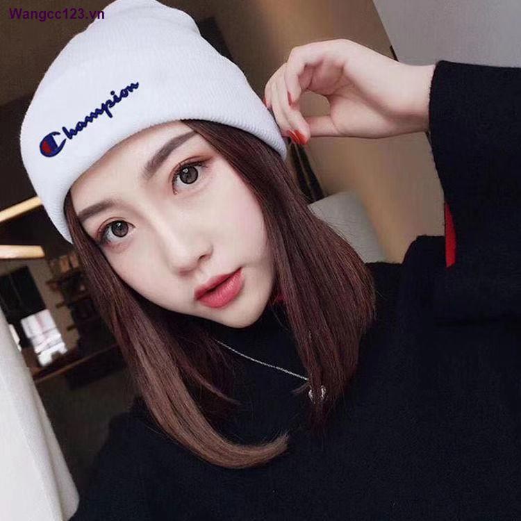 Mũ trùm đầu len dệt kim giữ ấm thêu họa tiết chữ Champion phong cách hip hop thời trang mới dành cho cả nam và nữ