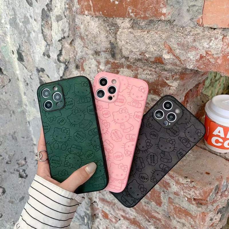 Ốp Điện Thoại Da Vuông In Hình Mèo Hoạt Hình Sang Trọng Cho iPhone 13 12 11 Pro Max X Xs Xr 7 8 Plus