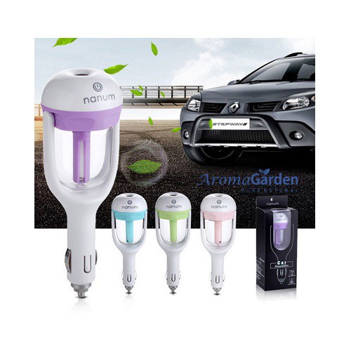 Máy phun sương tạo ẩm , khuếch tán tinh dầu trên xe ô tô Tặng đèn Led USB + 01 lọ Tinh dầu 10ml