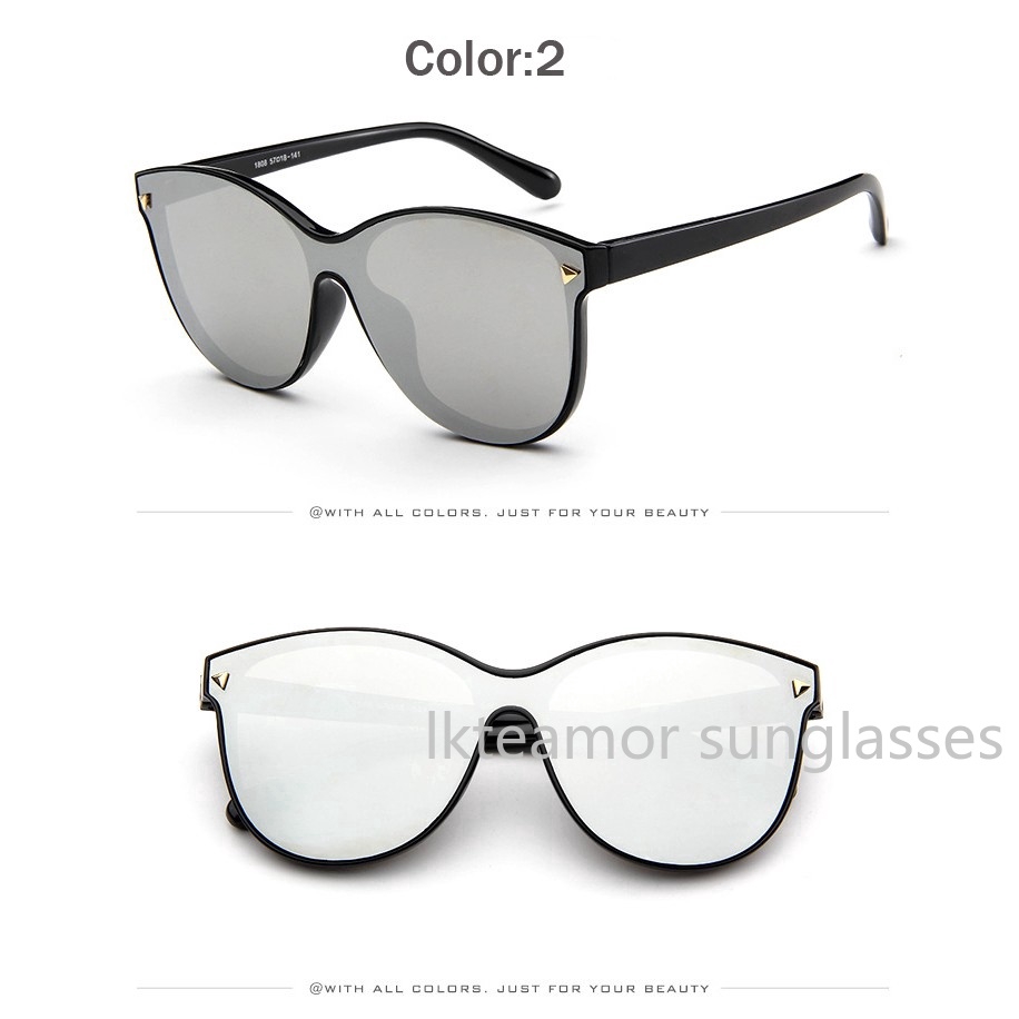 Kính mát tròng oval phản quang phong cách retro