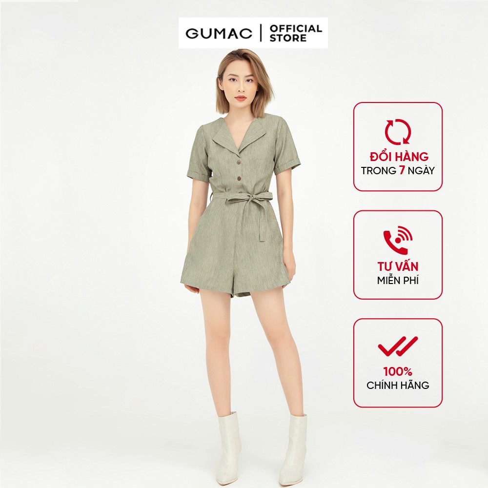 [Mã WABRG208 giảm 10% tối đa 50k đơn từ 250k] Jumpsuit nữ phối nút GUMAC, thiết kế màu xanh hot trend DB566