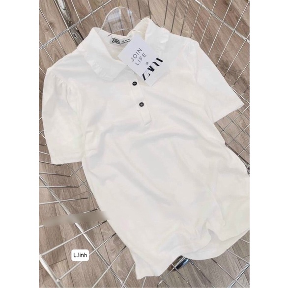 Áo polo zara trăng cổ đức cộc tay nam nữ hàng đẹp