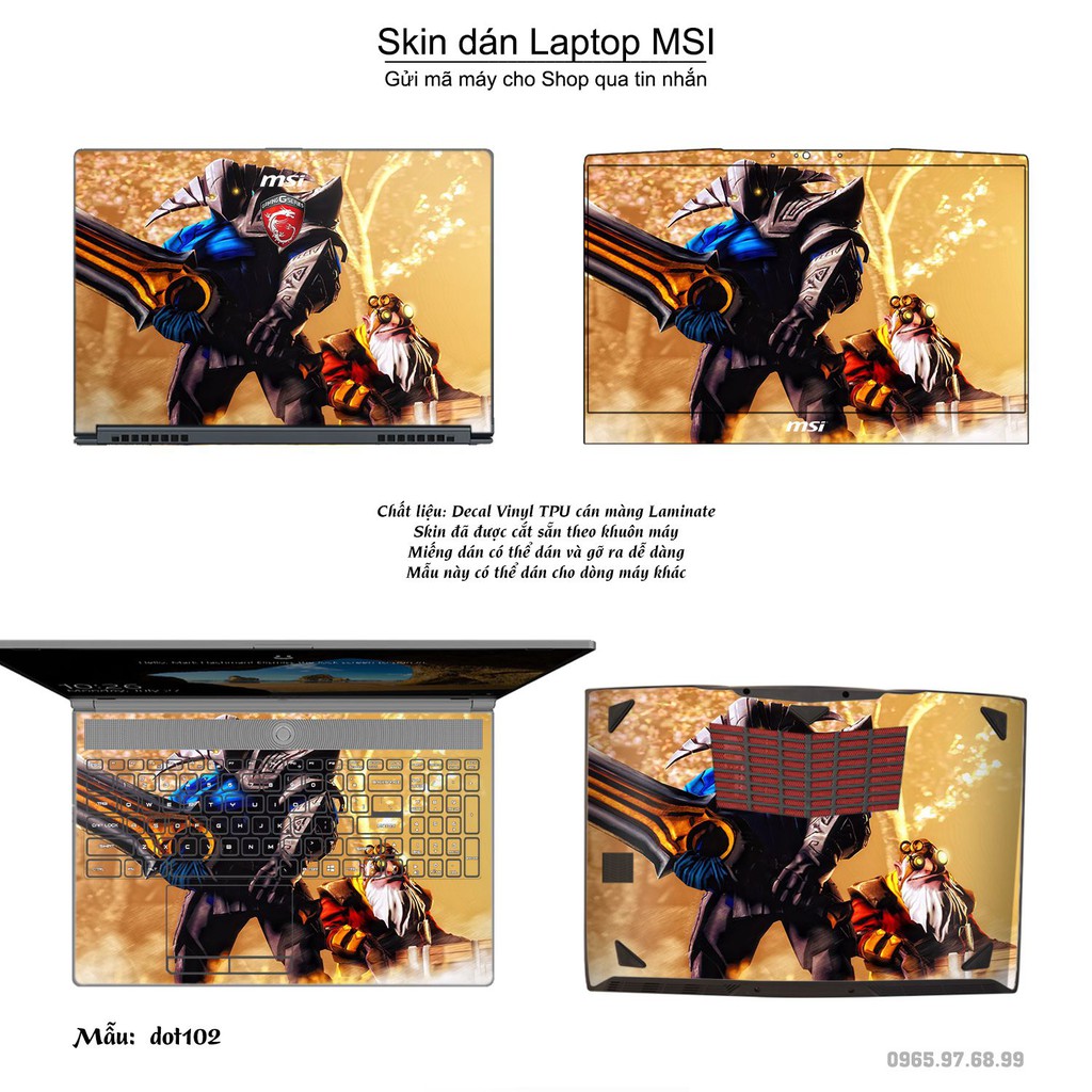 Skin dán Laptop MSI in hình Dota 2 nhiều mẫu 17 (inbox mã máy cho Shop)