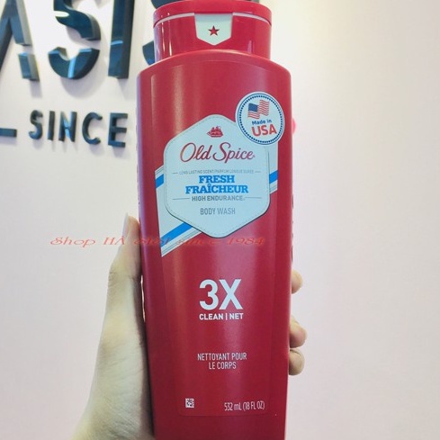 Sữa tắm nam OLD SPICE Fresh High Endurance Body Wash 532ml (Đỏ Viền Xanh Dương)