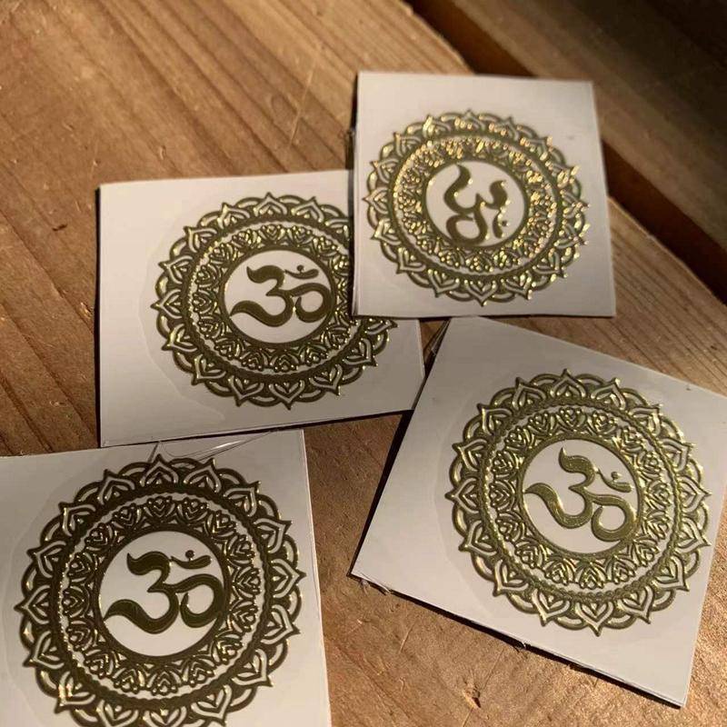 Giải phóng mặt bằng 1 Miếng Dán Đồng Trang Trí Ô Tô Phật Om Biểu Tượng Hợp Kim May Mắn Miếng Dán Mạ Vàng Cửa Sổ Trang Trí Nhà 3-3.3cm