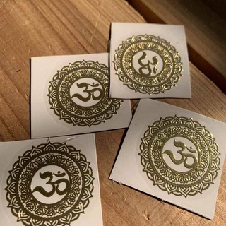 Giải phóng mặt bằng 1 Miếng Dán Đồng Trang Trí Ô Tô Phật Om Biểu Tượng Hợp Kim May Mắn Miếng Dán Mạ Vàng Cửa Sổ Trang Trí Nhà 3-3.3cm