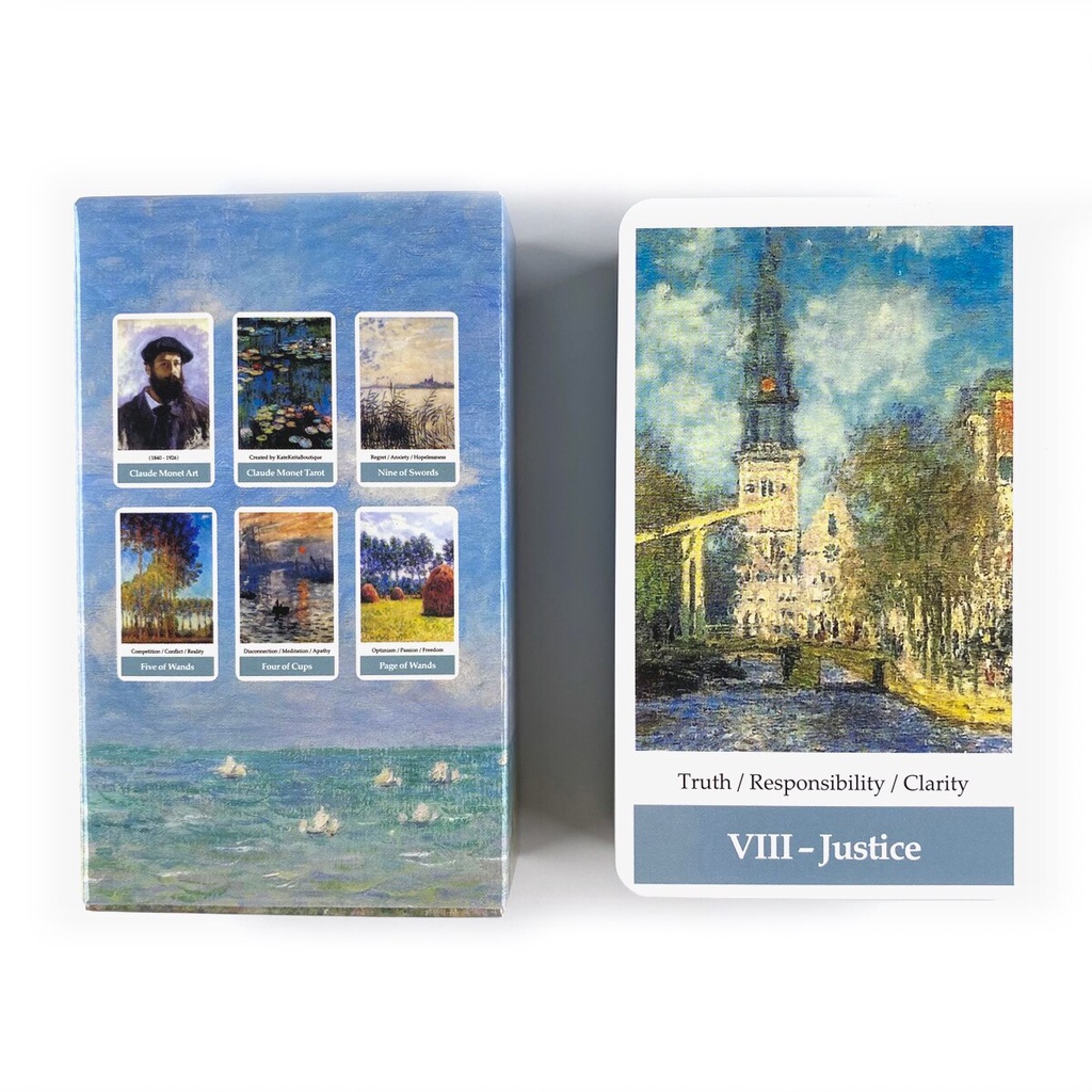 Bộ bài tarot bói toán tiên tri Claude Monet có sách hướng dẫn cho bàn tiệc