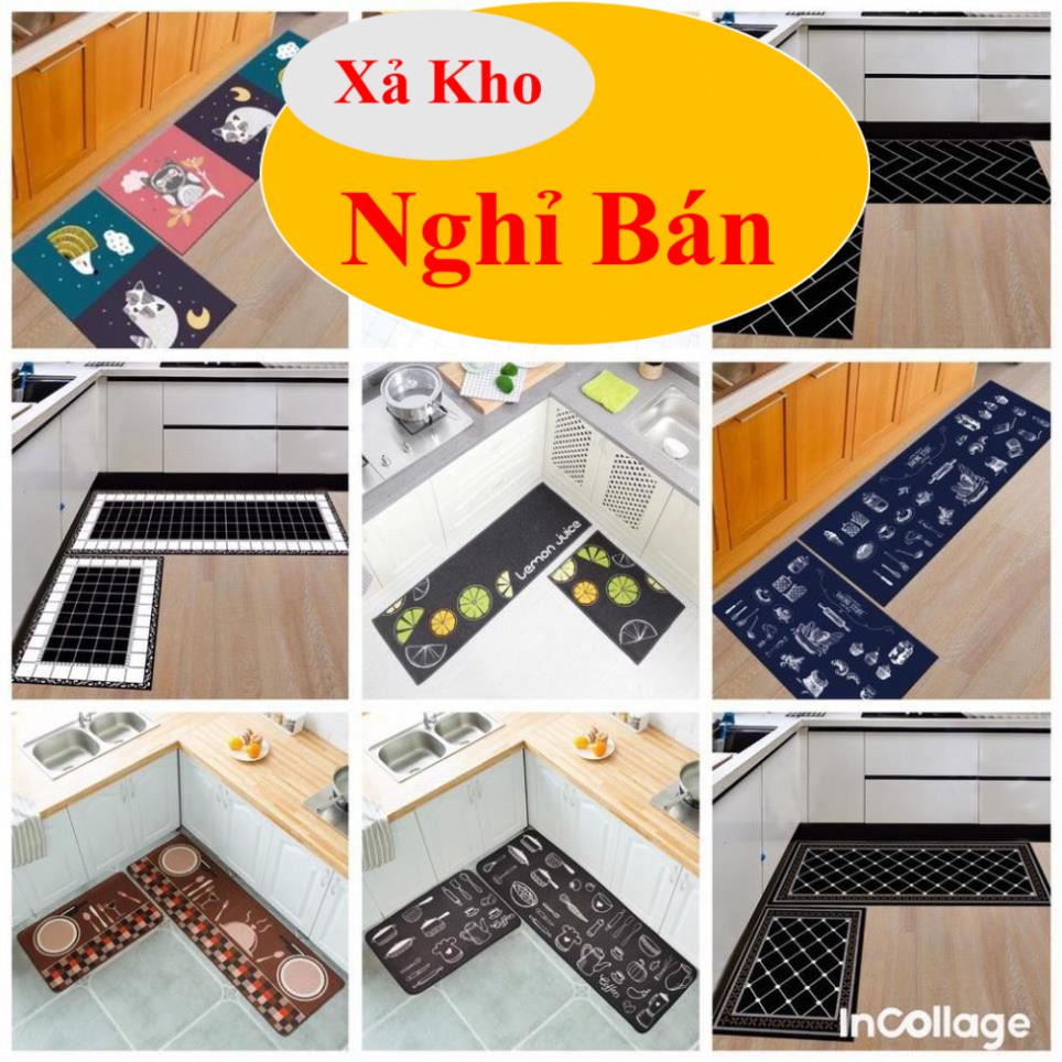 Thảm trang trí nhà bếp, phòng khách Bộ 2 chiếc Thảm Nhà Bếp Cao Cấp ( 1 Dài + 1 Ngắn)