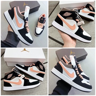 Giày sneaker Jordan cam đào cổ thấp giày thể thao jd1 cam đen cao đẹp 2021 full box
