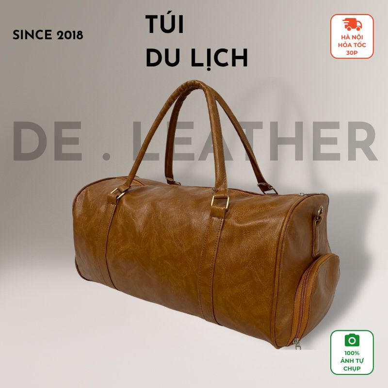 Túi da du lịch De.Leather móc cài chất liệu thép túi dã ngoại túi tập gym đựng vừa 15 bộ đồ và 1 đôi giày