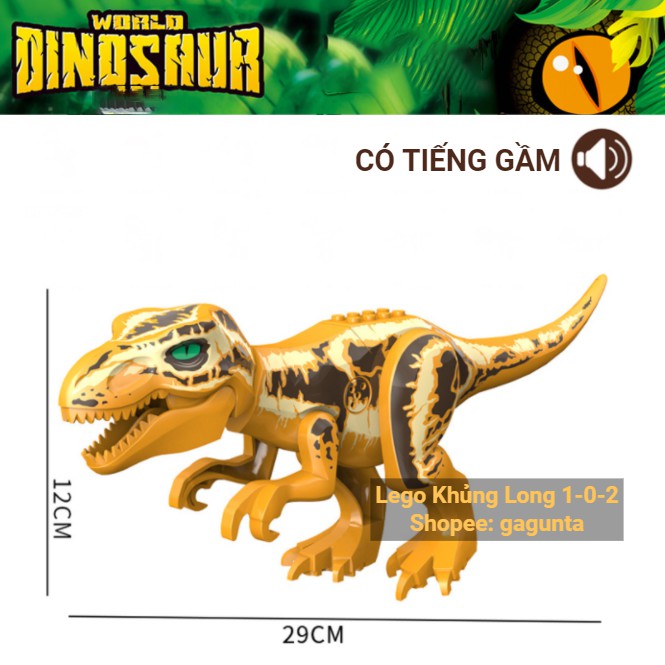 Đồ Chơi Khủng Long Bạo Chúa 2021 CÓ TIẾNG GẦM Phiên Bản Màu Vàng Jurassic World Hãng Lele