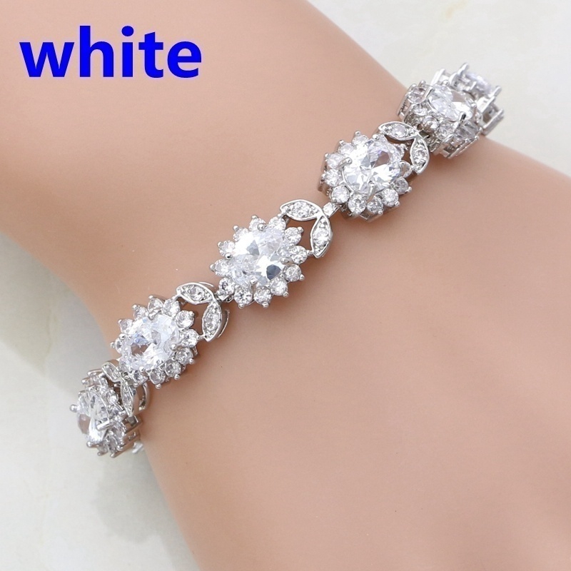 Vòng Tay Bạc Lấp Lánh Hình Oval Cho Nữ