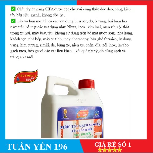 Nước lau gạch đa năng cao cấp Victory Sifa 1100ml - Tuấn Yến