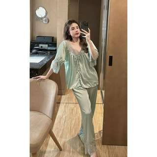 Pyjama nữ tiểu thư, đồ bộ nữ, đồ ngủ lụa latin, chất liệu lụa mềm mịn, thoáng mát