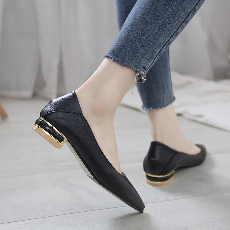 Giày cao gót mũi nhọn màu trơn thời trang Hàn Quốc cho nữ