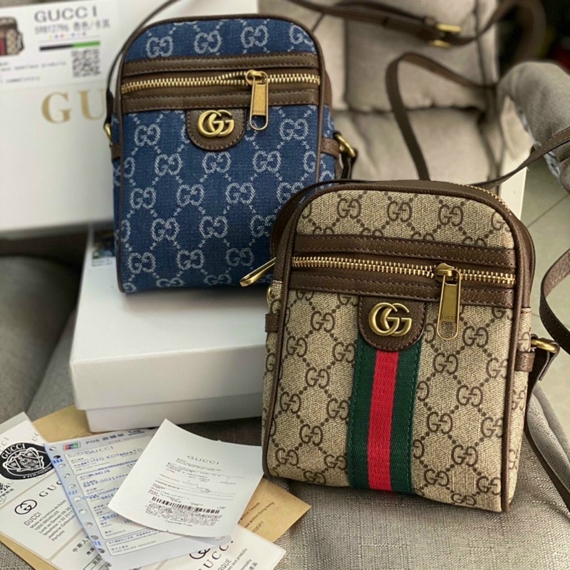 Túi xách nữ  𝑭𝑹𝑬𝑬𝑺𝑯𝑰𝑷  Túi đeo chéo Gucci sách tay có 2 ngăn đựng tiền,điện thoại  TSN 9087