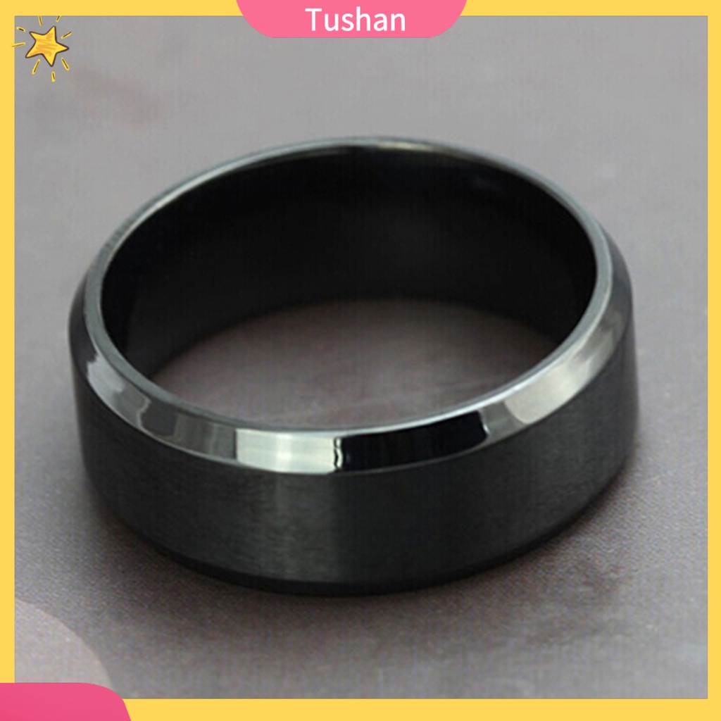 Nhẫn titan thời trang nam nữ phong cách tush 8mm