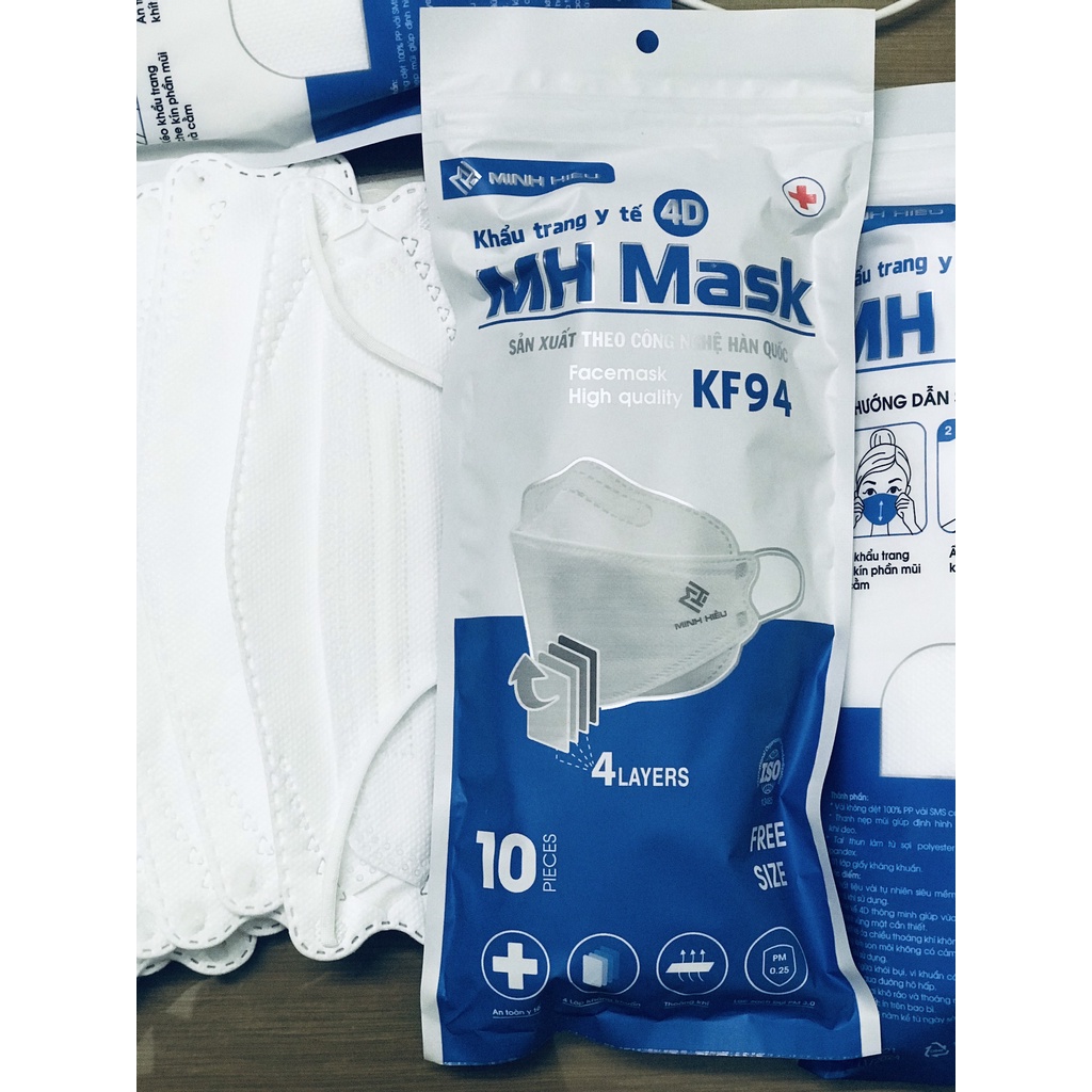 Khẩu trang kf94 3d COMBO 10 gói 100 cái MINH HIẾU CHÍNH HÃNG cao cấp AOZSTORE