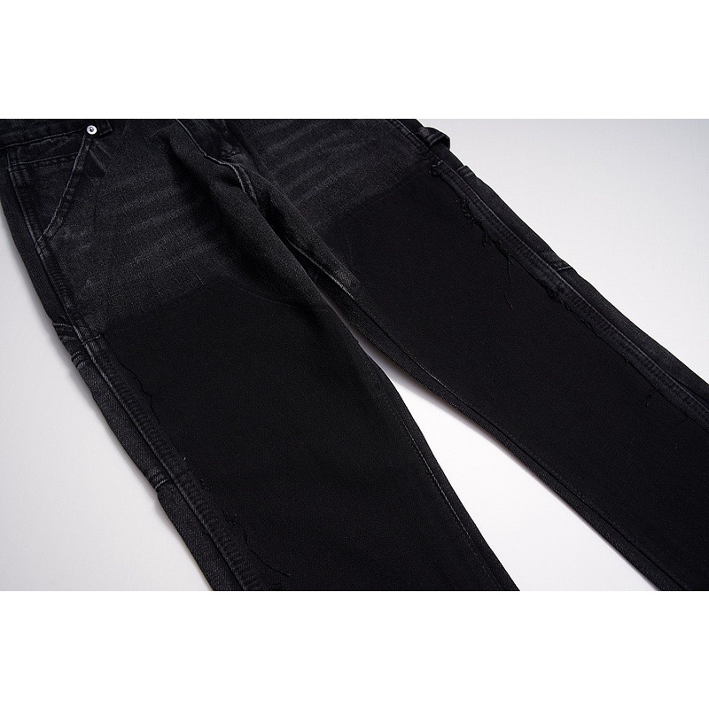 BLACK FADED DOUBLE KNEES PANTS