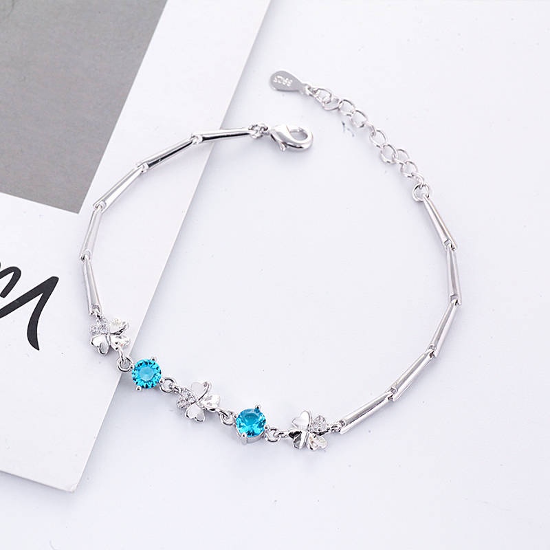 Vòng Tay Cỏ Bốn Lá Đính Đá Thời Trang Dành Cho Nữ