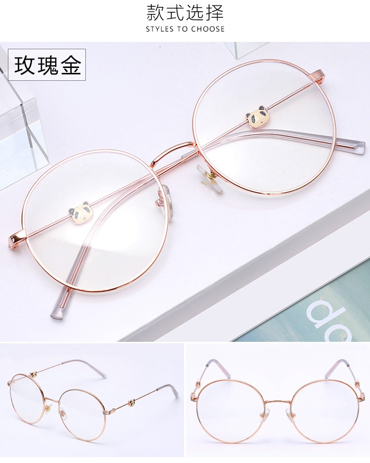 Mắt kính gọng tròn kim loại chống ánh sáng xanh thời trang cho nữ