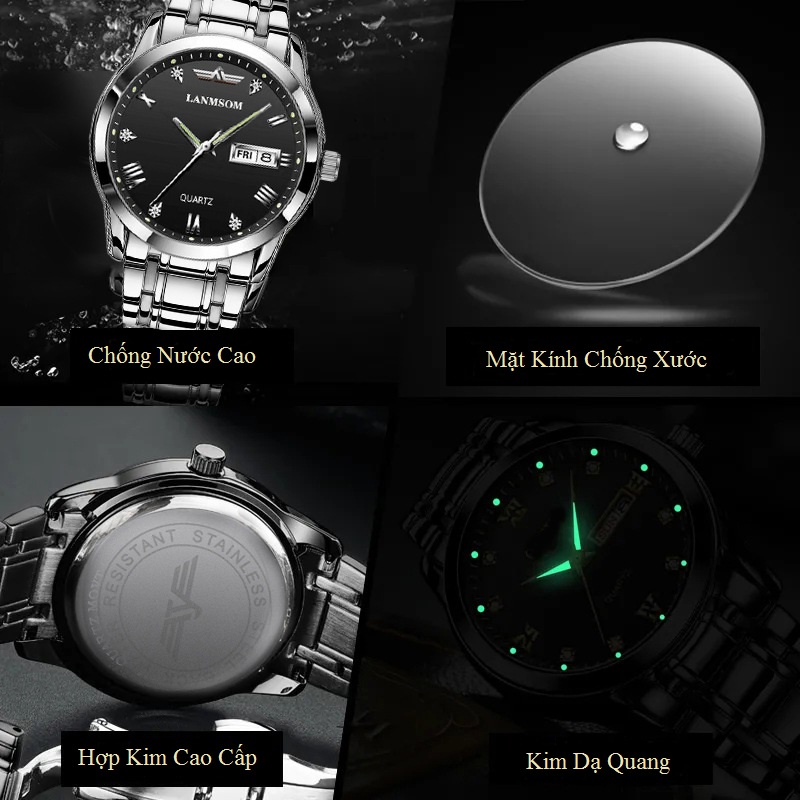 Đồng hồ nam cao cấp LANMSOM mặt kính chống xước,khung thép không gỉ có lịch sang trọng | BigBuy360 - bigbuy360.vn