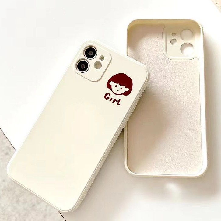 Cặp đôi hoạt hình orignal square edge soft liquid silicone case for iphone 11 12 pro max 6 6S 7 8 Plus Soft Case