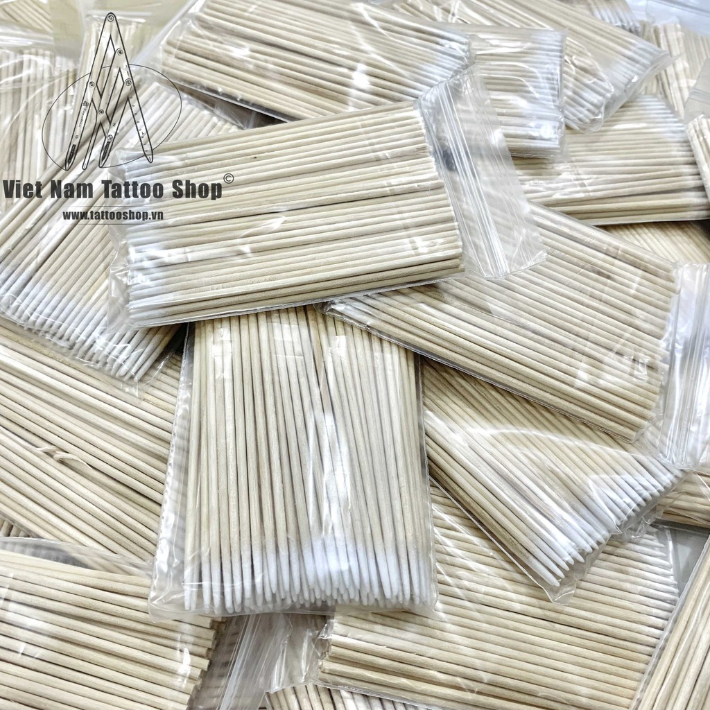 Tăm bông gỗ viền nét 10cm (100 cái/bịch)