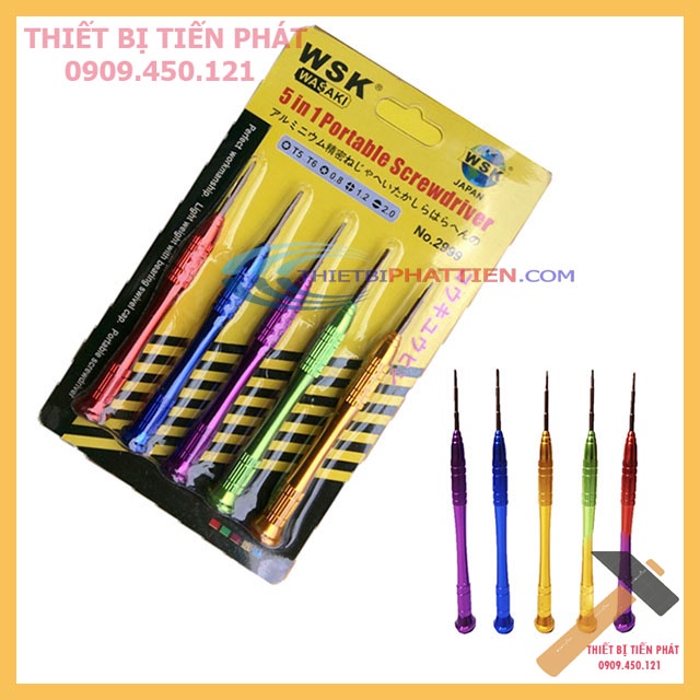 Tua Vít, Tuốc Nơ Vít, Bộ Vít Sửa Chữa Điện Thoại 5 Cây Đa Năng WASAKI No.2999 (Chính Hãng)