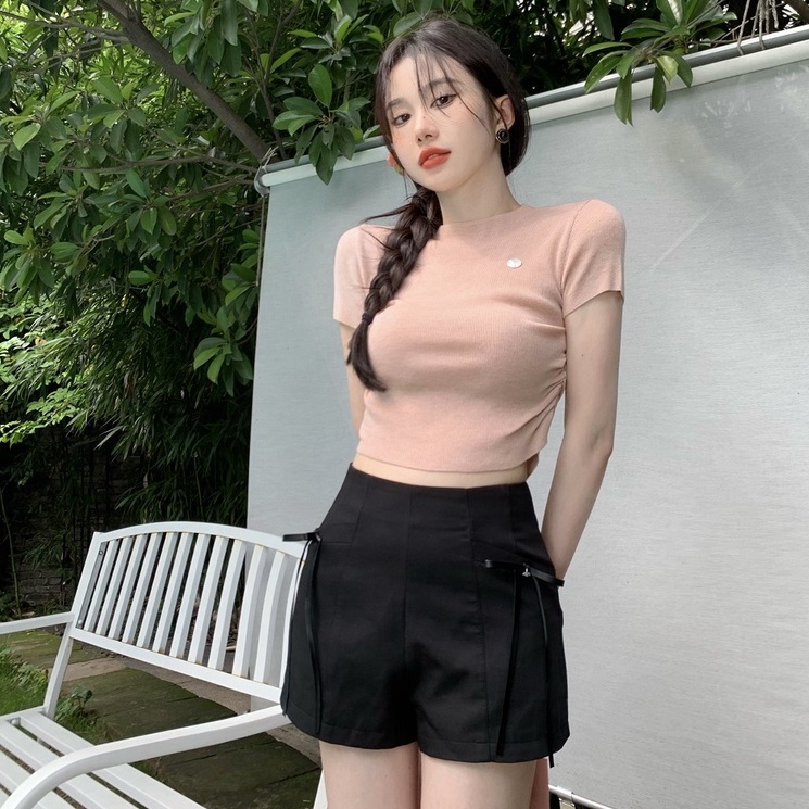 Áo thun dệt kim ZHELIHANGFEI ngắn tay dáng ôm thời trang cá tính