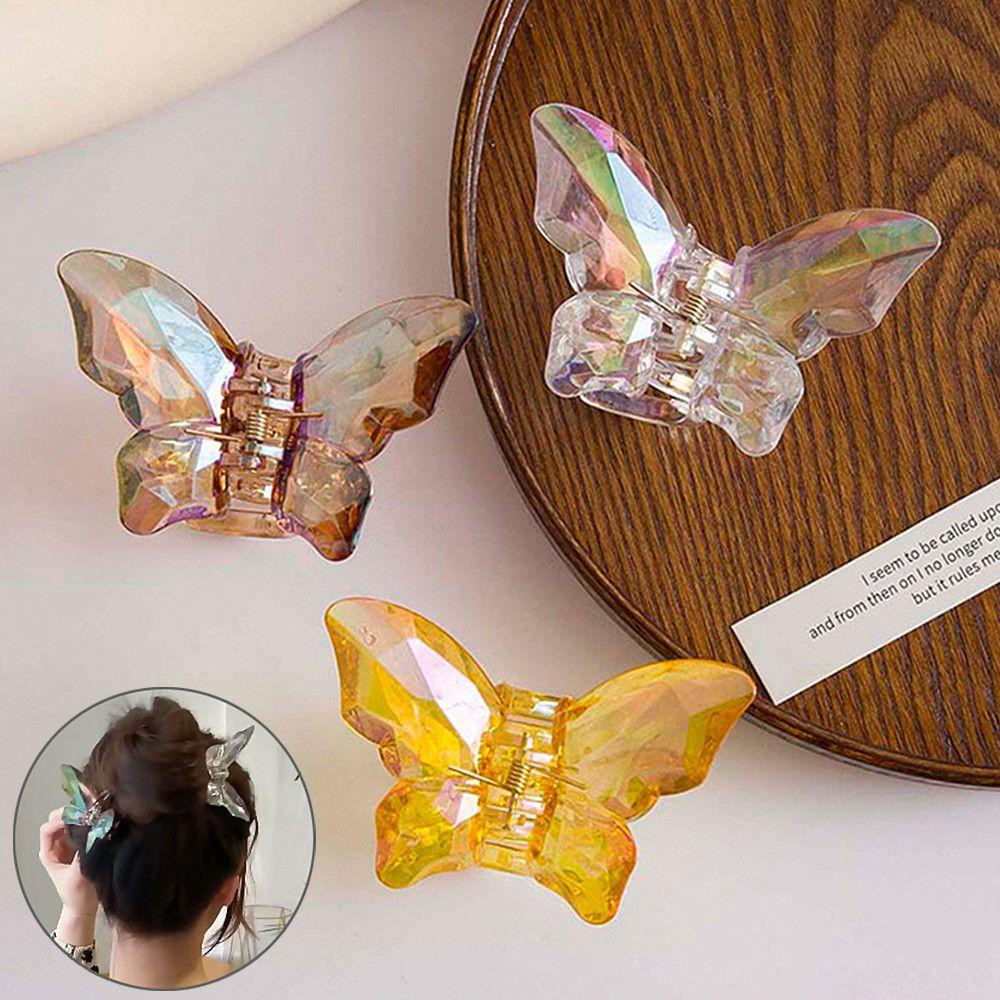 PATH Kẹp Tóc Càng Cua Bằng Acrylic Trong Suốt Hình Bướm Thời Trang Mùa Hè