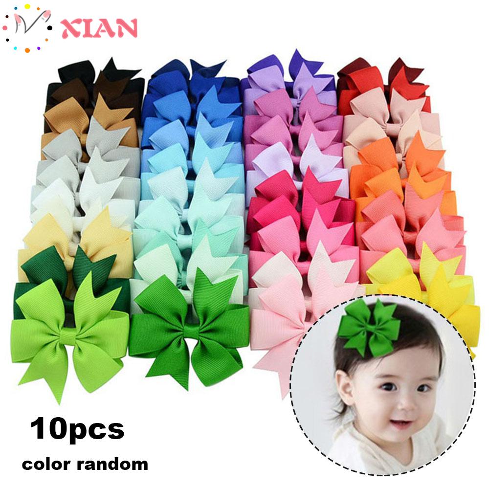 XIANSTORE 10pcs Color At Random Gifts Baby Headdress Solid Grosgrain Ribbon Barrette Butterfly Hairpin Bow Flower Children Floral Girl Hair Clip